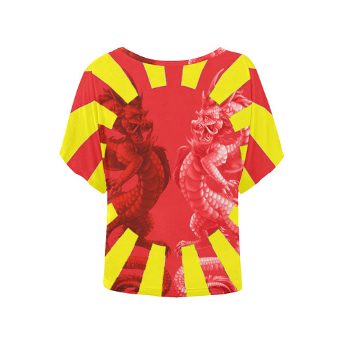Yin Yang dragons Women's Batwing-Sleeved Blouse T shirt (Model T44)