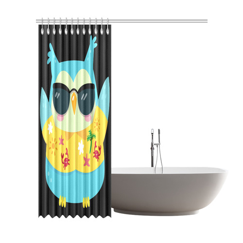 Cool Beach Owl Palm Tree Shades Shower Curtain 72"x84"