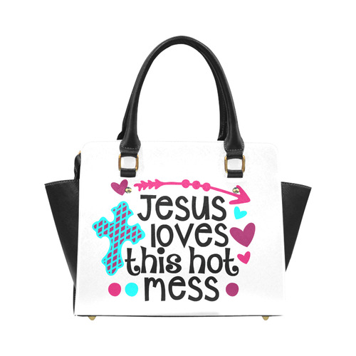 Jesus_love_this_hot_mess_pink teal purple black Classic Shoulder Handbag (Model 1653)