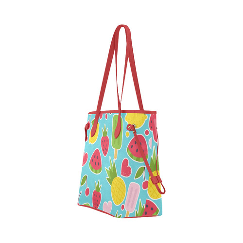 Summer Fruit Hearts Ice Cream Clover Canvas Tote Bag (Model 1661)