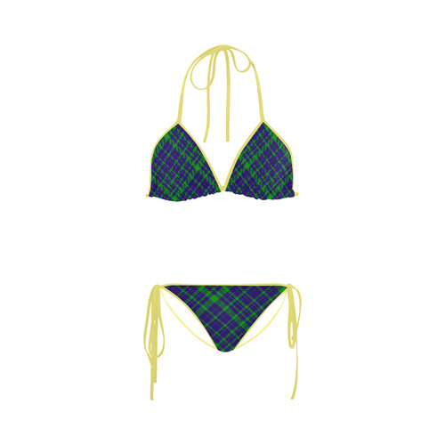 Diagonal Green & Purple Plaid Modern Style Custom Bikini Swimsuit