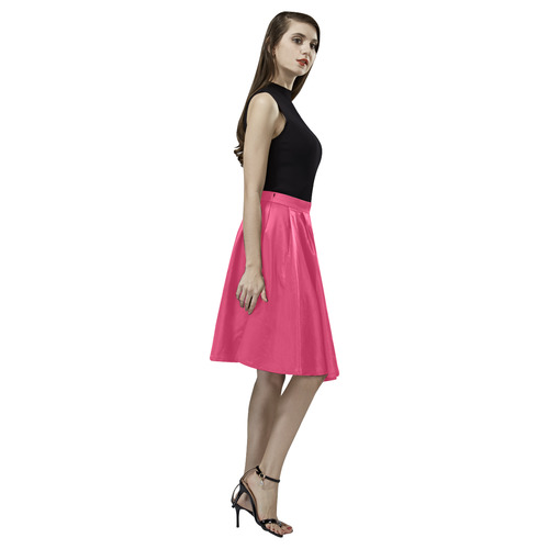 Raspberry Melete Pleated Midi Skirt (Model D15)