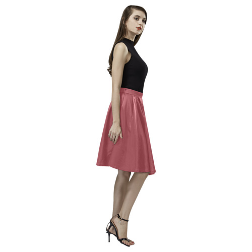 Deep Garnet Melete Pleated Midi Skirt (Model D15)