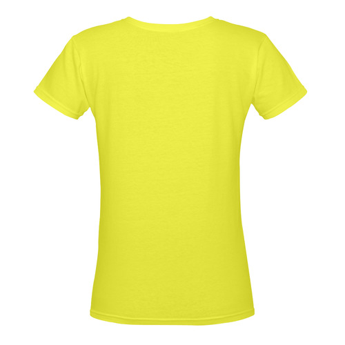 Romans 5:8 (yellow) Women's Deep V-neck T-shirt (Model T19)