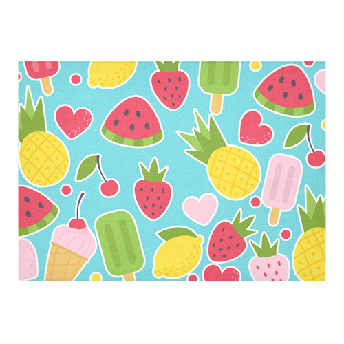 Summer Fruit Hearts Ice Cream Cotton Linen Tablecloth 60"x 84"