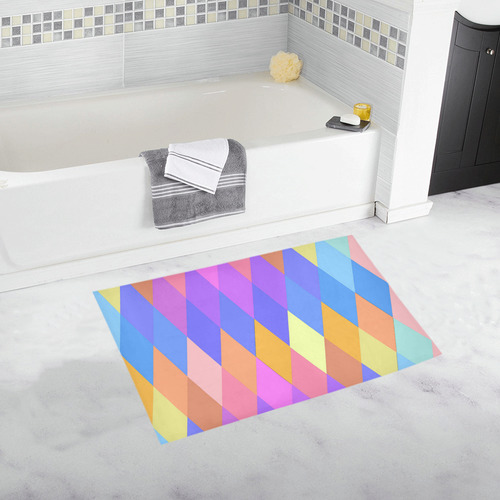 Multicolored Low Poly Diamonds Bath Rug 20''x 32''