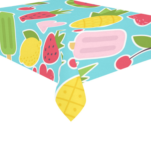 Summer Fruit Hearts Ice Cream Cotton Linen Tablecloth 60"x 84"