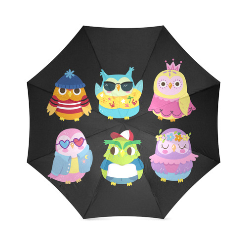 Cute Owls With Funny Clothes Foldable Umbrella (Model U01)