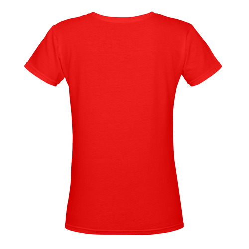 Romans 5:8 (Red) Women's Deep V-neck T-shirt (Model T19)