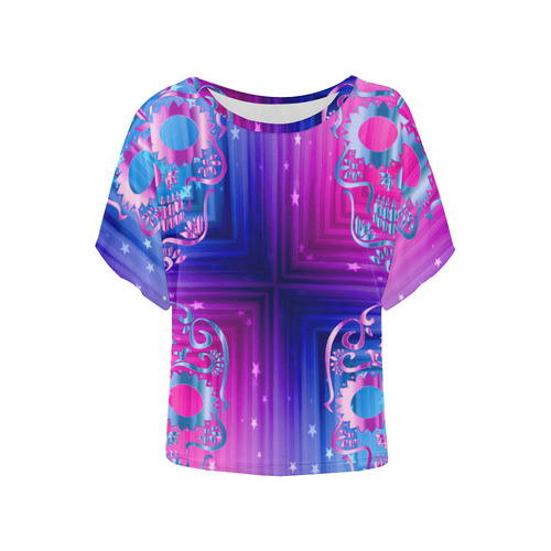 Skull20170538_by_JAMColors Women's Batwing-Sleeved Blouse T shirt (Model T44)