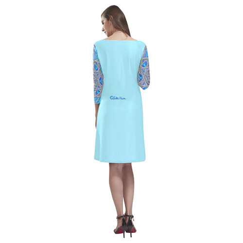 protection in blue harmony-2 Rhea Loose Round Neck Dress(Model D22)