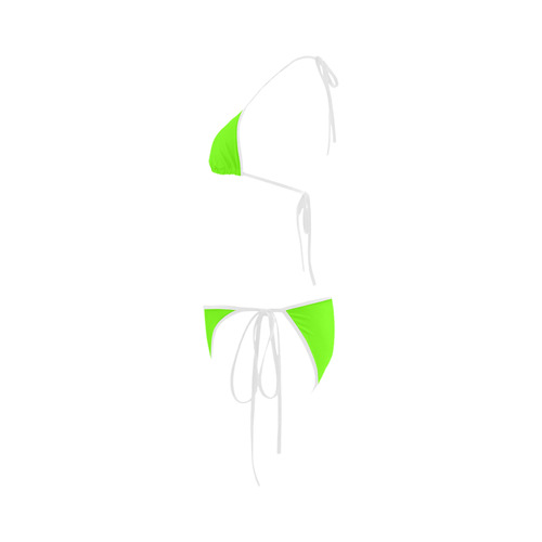 Super Bright Fluorescent Green Neon & White Custom Bikini Swimsuit