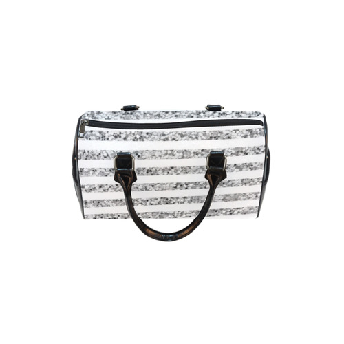 Silver Glitter Sparkle Stripes Boston Handbag (Model 1621)