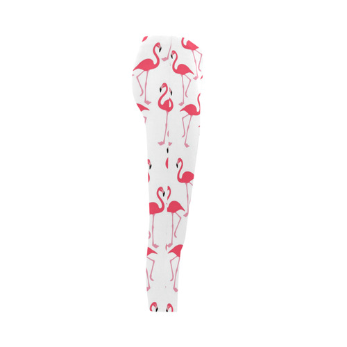Flamingos on White background Capri Legging (Model L02)