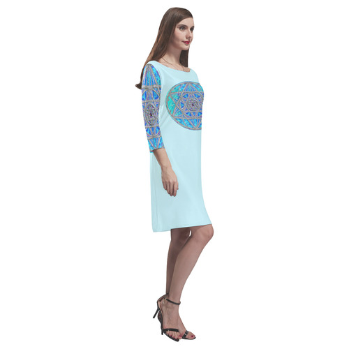 protection in blue harmony-4 Rhea Loose Round Neck Dress(Model D22)
