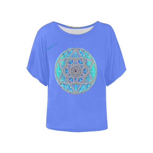 protection in blue harmony-2 Women's Batwing-Sleeved Blouse T shirt (Model T44)