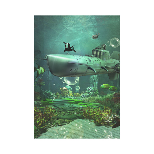 Awesome submarine with orca Garden Flag 28''x40'' （Without Flagpole）