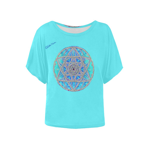 protection in blue harmony-3 Women's Batwing-Sleeved Blouse T shirt (Model T44)