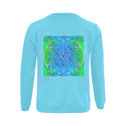 protection in nature colors-teal, blue and green turquoise Gildan Crewneck Sweatshirt(NEW) (Model H01)