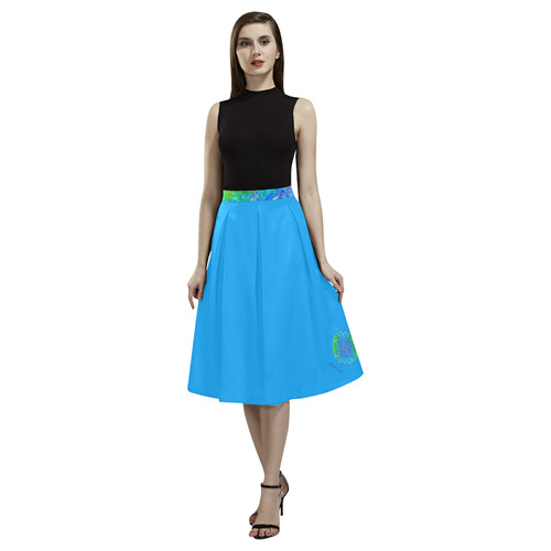 protection in nature colors-teal, blue and green-2 Aoede Crepe Skirt (Model D16)