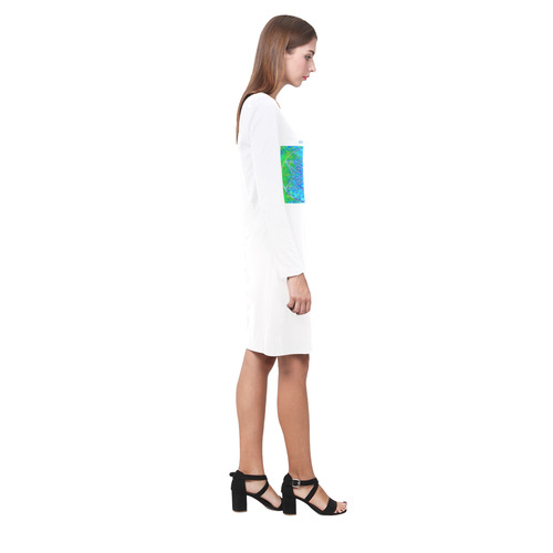 protection in nature colors-teal, blue and green Demeter Long Sleeve Nightdress (Model D03)