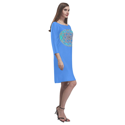 protection in blue harmony-5 Rhea Loose Round Neck Dress(Model D22)