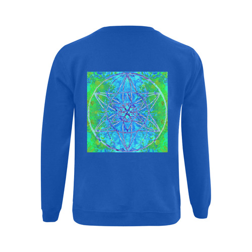 protection in nature colors-teal, blue and green blue Gildan Crewneck Sweatshirt(NEW) (Model H01)