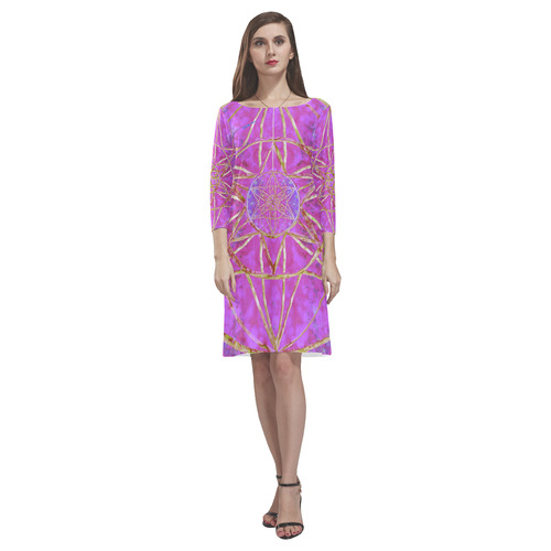 protection in purple colors Rhea Loose Round Neck Dress(Model D22)
