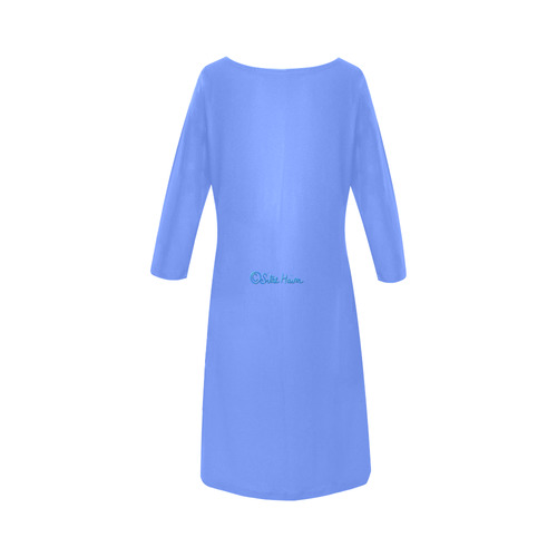 protection in nature colors-teal, blue and green-3 Round Collar Dress (D22)