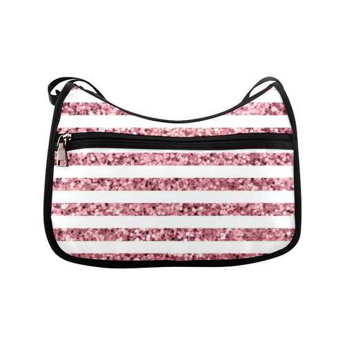 Pink Glitter Sparkle Stripes Crossbody Bags (Model 1616)