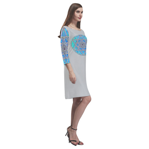 protection in blue harmony-3 Rhea Loose Round Neck Dress(Model D22)