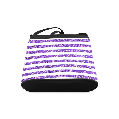 Purple Glitter Sparkle Stripes Crossbody Bags (Model 1613)