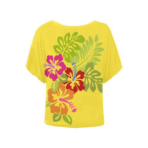 Tropical Aloha Hibiscus Bouquet Women's Batwing-Sleeved Blouse T shirt (Model T44)
