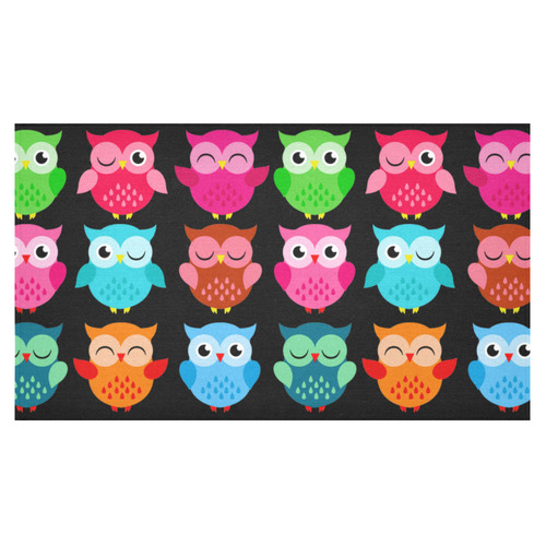 Cute Owls Pattern Red Pink Blue Cotton Linen Tablecloth 60"x 104"