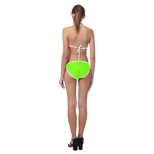 Super Bright Fluorescent Green Neon & White Custom Bikini Swimsuit (Model S01)