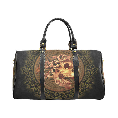 Amazing skull with floral elements New Waterproof Travel Bag/Small (Model 1639)