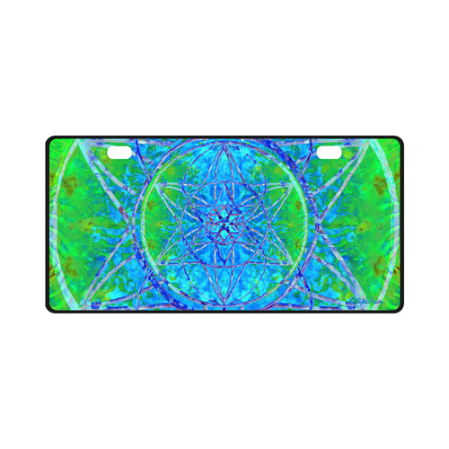 protection in nature colors-teal, blue and green License Plate