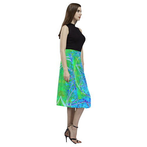 protection in nature colors-teal, blue and green Aoede Crepe Skirt (Model D16)