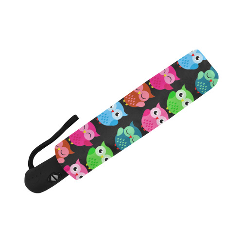 Cute Owls Pattern Red Pink Blue Auto-Foldable Umbrella (Model U04)