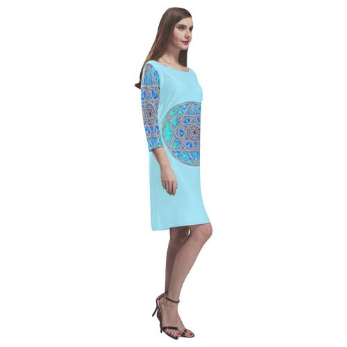 protection in blue harmony-2 Rhea Loose Round Neck Dress(Model D22)