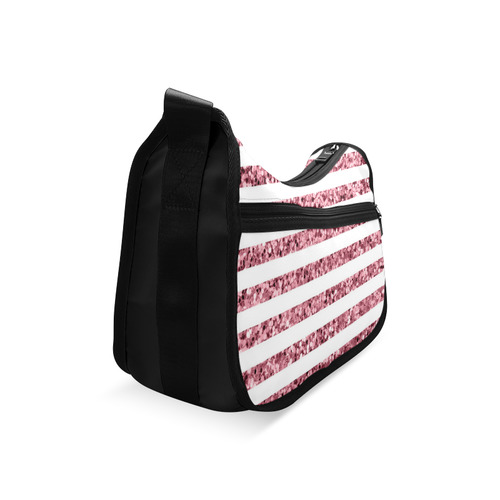 Pink Glitter Sparkle Stripes Crossbody Bags (Model 1616)