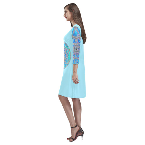 protection in blue harmony-2 Rhea Loose Round Neck Dress(Model D22)