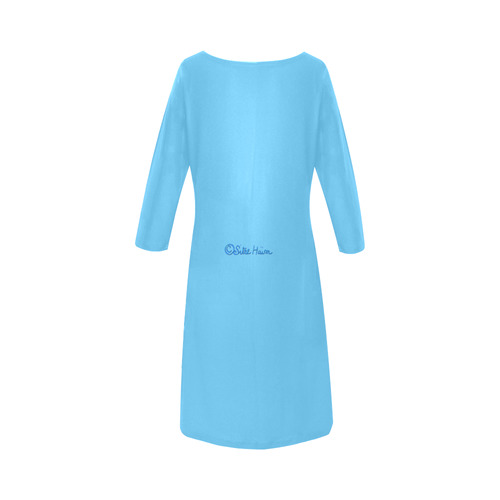 protection in nature colors-teal, blue and green-2 Round Collar Dress (D22)
