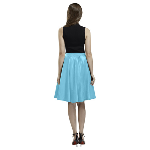 protection in nature colors-teal, blue and green-2 Melete Pleated Midi Skirt (Model D15)