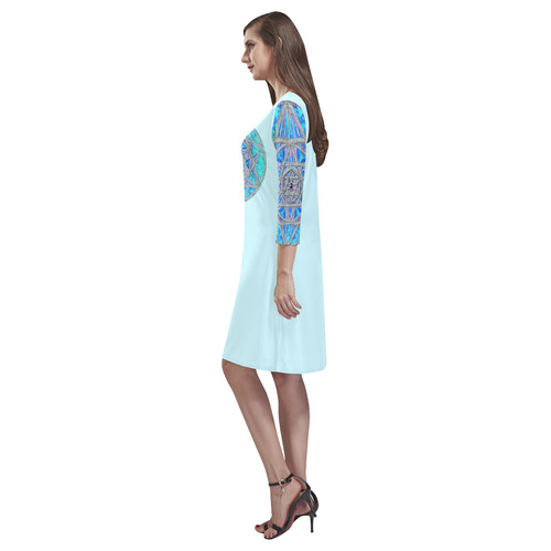 protection in blue harmony-4 Rhea Loose Round Neck Dress(Model D22)