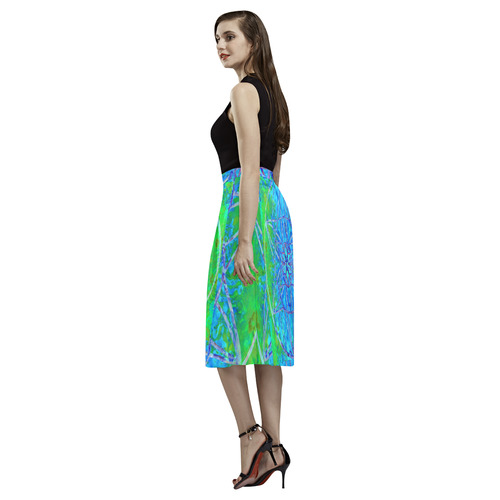 protection in nature colors-teal, blue and green Aoede Crepe Skirt (Model D16)