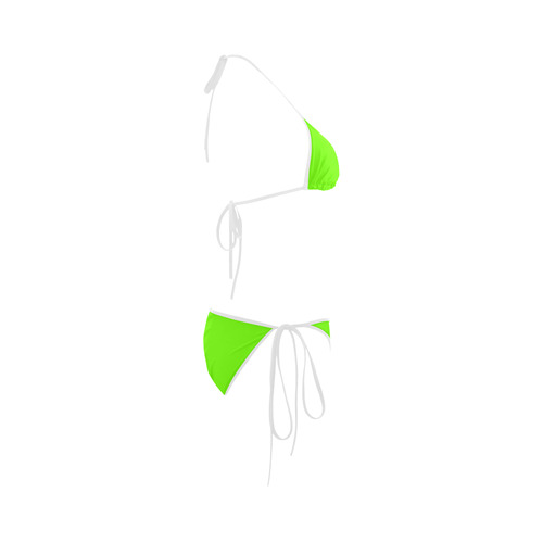 Super Bright Fluorescent Green Neon & White Custom Bikini Swimsuit