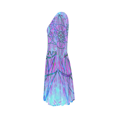 protection through an indigo wave Elbow Sleeve Ice Skater Dress (D20)