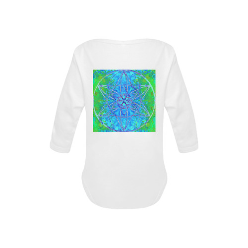 protection in nature colors-teal, blue and green Baby Powder Organic Long Sleeve One Piece (Model T27)