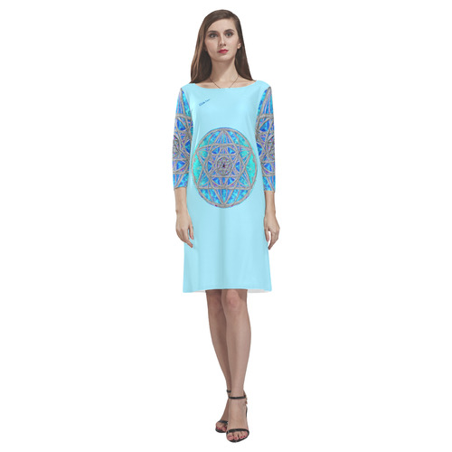 protection in blue harmony-2 Rhea Loose Round Neck Dress(Model D22)